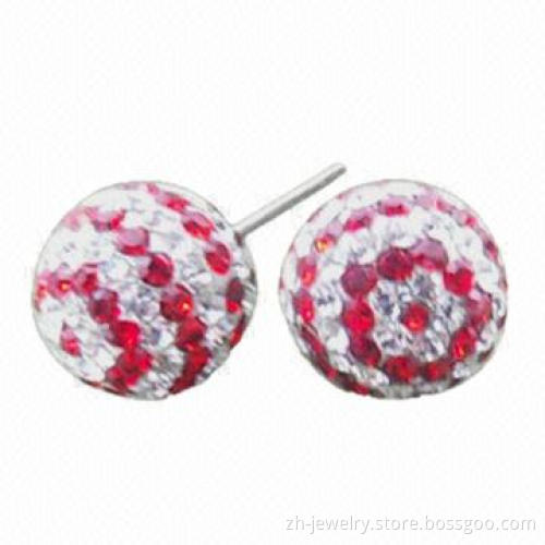 Rhinestone Stud Earrings, Made of Alloy